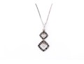 14k White Gold Chic Black And White Diamond Halo Pendant, App. 0.36, With Chain