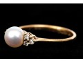 14k Yellow Gold Pretty 5.75mm Cultured Pearl And Diamond Ring, Size 5