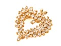 14k Yellow Gold Asymmetrical Diamond Spray Heart Pendant, App.0.49 TCW