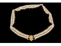 Striking 4.25mm Cultured Pearl And Bead Collar, With 14k Filigree Three Row Clasp