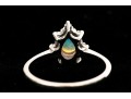 14k White Gold Vintage Pear Opal And Diamond Halo Ring, Size 6.5