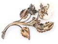 Vintage Pretty Large Yellow Gold Filled Carved Coral Rose Motif Brooch With Diamonds