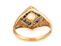 14k Yellow Gold Vintage Filigree Opal, Diamond And Sapphire Ring, Size 7-