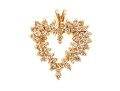 14k Yellow Gold Asymmetrical Diamond Spray Heart Pendant, App.0.49 TCW