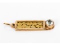 14k Yellow Gold Handsome Pebbled Bar And Prasiolite Set Pendant, App. 0.14 CTS