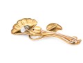 Antique Pretty Yellow Gold Filled And Cultured Pearl Foliate Motif Brooch