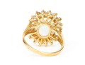 14k Yellow Gold Pale Green Chalcedony And Tanzanite Halo Ring, Size 8