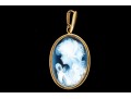 14k Yellow Gold Contemporary Black Laser Cut Cameo Pendant