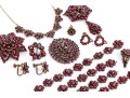 Collection Of Vintage Burgundy Czech Crystal Motif Jewelry Pieces