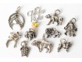 Fun Assorted Collection Of Sterling And Silverplate Creature Motif Charms