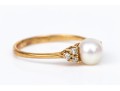 14k Yellow Gold Pretty 5.75mm Cultured Pearl And Diamond Ring, Size 5