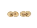10k Yellow Gold Lovely Vintage Guilloche And Floral Patterned Loose Link Cufflinks