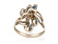 10k White Gold Vintage Opal And Blue Sapphire Cluster Ring, Size 6.75
