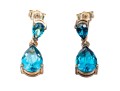 Sterling Silver Beautiful Pear Shaped Blue Topaz Drop Pendant Earrings