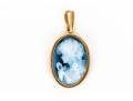 14k Yellow Gold Contemporary Black Laser Cut Cameo Pendant