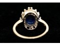 14k White Gold Retro Synthetic Blue Star Sapphire And Cz Halo Ring, Size 3