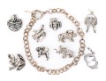 Charming Collection Of Sterling And Silverplate Loose Creature Motif Charms, With Bracelet