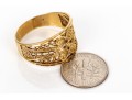 14k Yellow Gold Vintage Wide Filigree Motif Ring, Size 11.5
