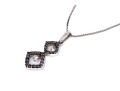 14k White Gold Chic Black And White Diamond Halo Pendant, App. 0.36, With Chain