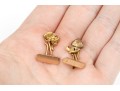 14k Yellow Gold Free Form Nugget Style Loose Link Cufflinks, Small Tops