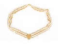 Striking 4.25mm Cultured Pearl And Bead Collar, With 14k Filigree Three Row Clasp