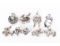 Charming Collection Of Sterling And Silverplate Loose Creature Motif Charms, With Bracelet