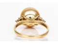 14k Yellow Gold Beautiful 10mm Champagne Cultured Pearl And Diamond Ring, Size 6
