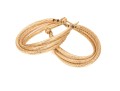 10k Yellow Gold Classic Elongated Oval Ribbed Twisted Hoop Earrings