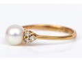 14k Yellow Gold Pretty 5.75mm Cultured Pearl And Diamond Ring, Size 5