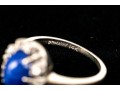 14k White Gold Retro Synthetic Blue Star Sapphire And Cz Halo Ring, Size 3