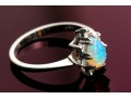 14k White Gold Vintage Pear Opal And Diamond Halo Ring, Size 6.5