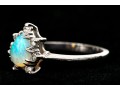 14k White Gold Vintage Pear Opal And Diamond Halo Ring, Size 6.5