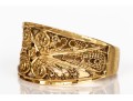 14k Yellow Gold Vintage Wide Filigree Motif Ring, Size 11.5