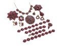 Collection Of Vintage Burgundy Czech Crystal Motif Jewelry Pieces