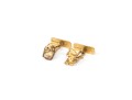 14k Yellow Gold Free Form Nugget Style Loose Link Cufflinks, Small Tops