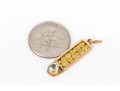 14k Yellow Gold Handsome Pebbled Bar And Prasiolite Set Pendant, App. 0.14 CTS