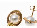 14k Yellow Gold Striking Cultured Pearl Vintage Saturn Motif Earrings