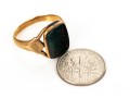 14k Yellow Gold Vintage Square Cushion Bloodstone Ring, Size 7.75