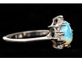 14k White Gold Vintage Pear Opal And Diamond Halo Ring, Size 6.5