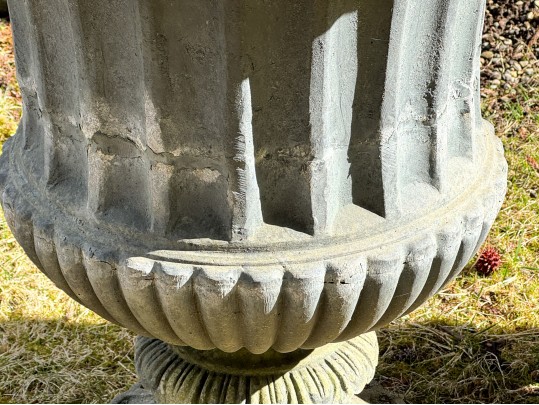 Large Pair Of Cast Metal Neoclassical Style Garden Urns