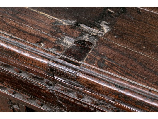 Antique British Carved Oak Coffer Chest, 18th Century