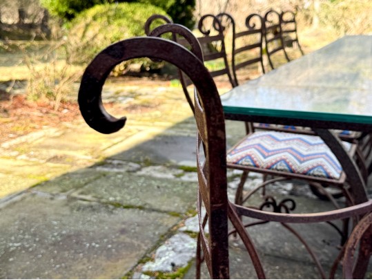 Antique Iron And Glass Outdoor Dining Set