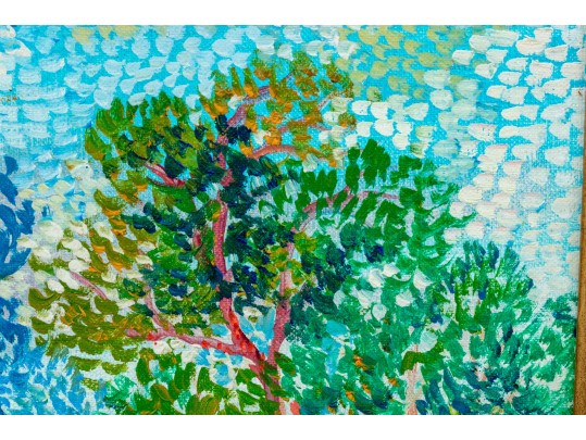 Lucien Neuquelman (French, 1908-1988) Oil On Canvas, Pointillist Landscape