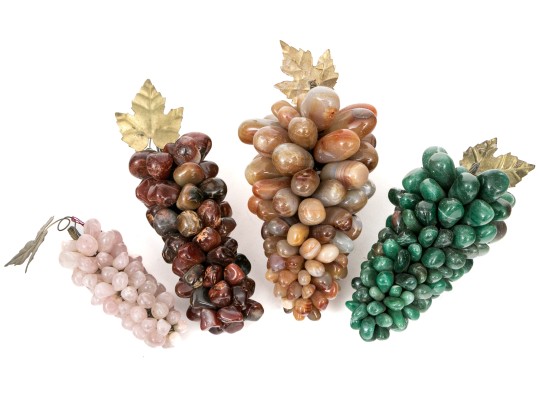 A Nice Collection Of Four Chinese Carved Stone Grape Clusters