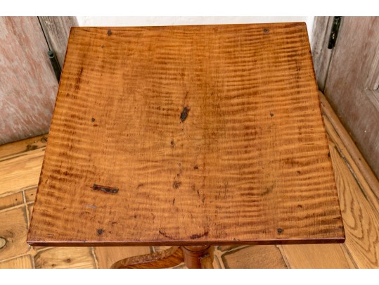 New England Figured Maple Spider Leg Candle Stand, Ca. 1790-1810