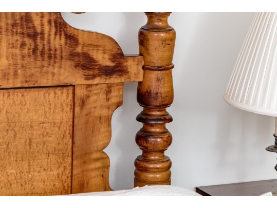 American Sheridan Full Size Figured Maple Poster Bed Frame, Ca. 1830-50