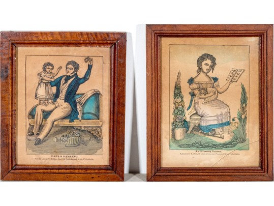 Two Antique 19th C. Hand-colored Prints