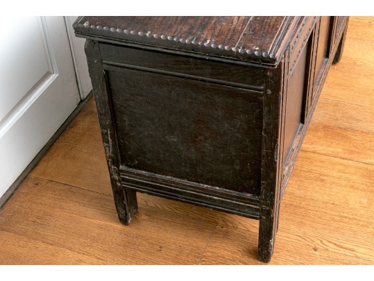 Antique British Carved Oak Coffer Chest, 18th Century