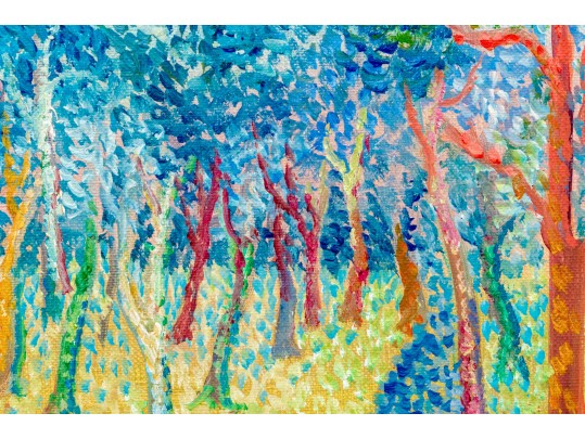 Lucien Neuquelman (French, 1908-1988) Oil On Canvas, Pointillist Landscape