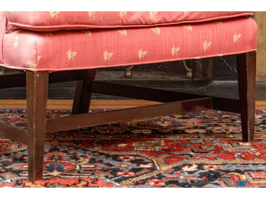 American Late Federal New England Upholstered Wingback Armchair, Ca. 1800-1820